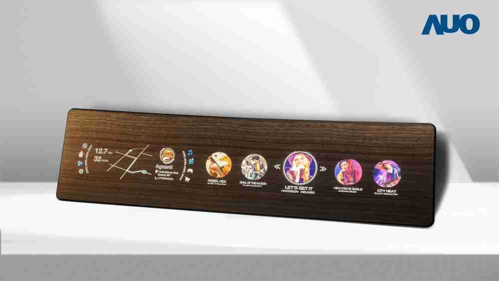 2121非凡研发全球最高穿透度达80%的AmLED木纹显示器，，，可于使用时呈现高亮度、、、、清晰可见的信息，，，，并在不使用时回归为单纯的饰板，，节能兼具美观