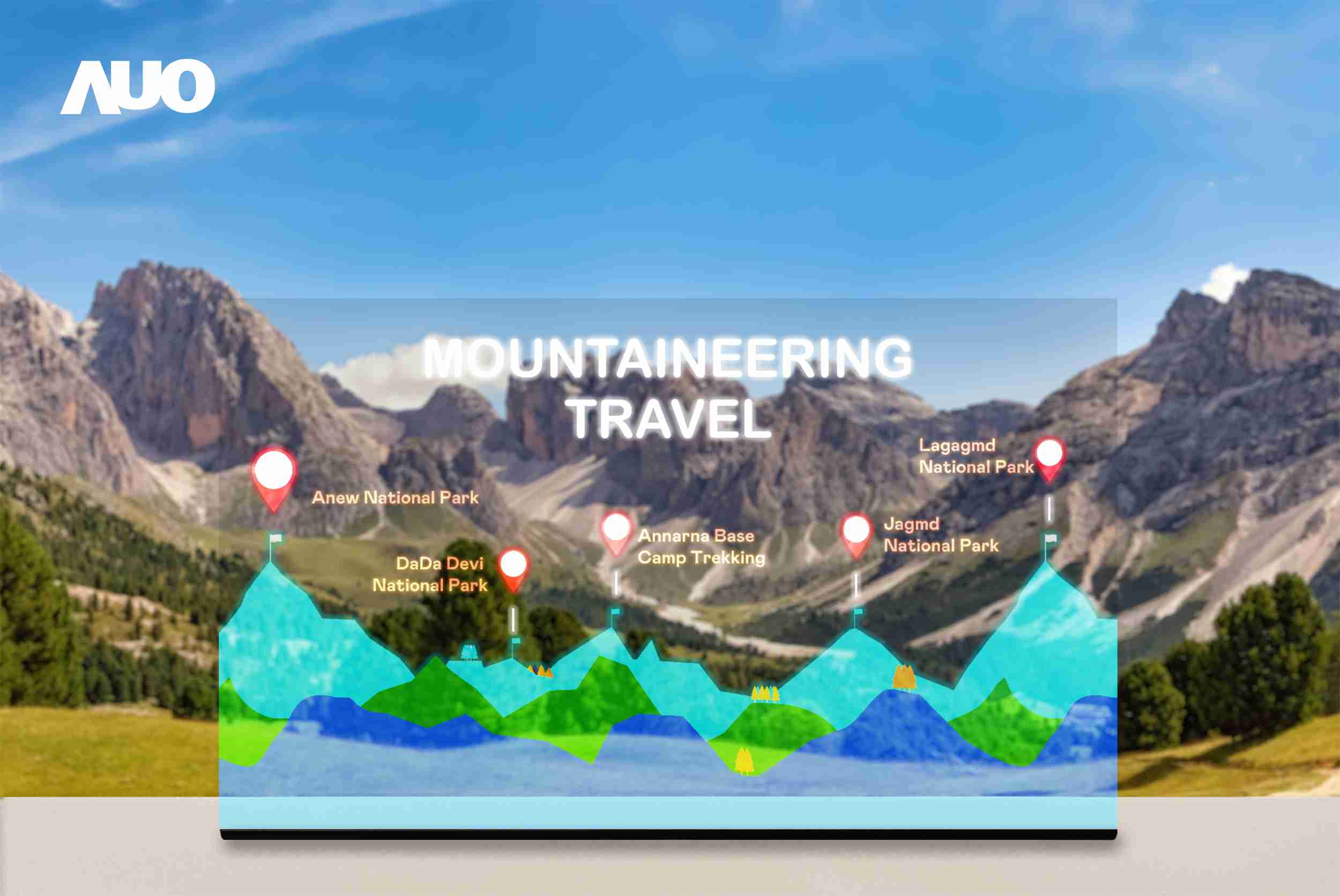 2121非凡展示全球单片尺寸最大(*)42吋透明Micro LED显示器拼接而成的〝64吋透明Micro LED显示器〞，，，，具备高透明度、、、、1,000 nits高亮度、、、、广色域、、、采用三边无边框的无缝拼接等多重特色，，，，呈现超高清、、细腻画质而不遮挡后方视觉，，满足层峰需求，，，可广泛运用于零售、、、艺术展览或商业空间等场域